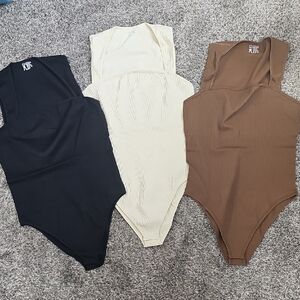 Black and Cream Shapewear Bodysuit Set Intimates